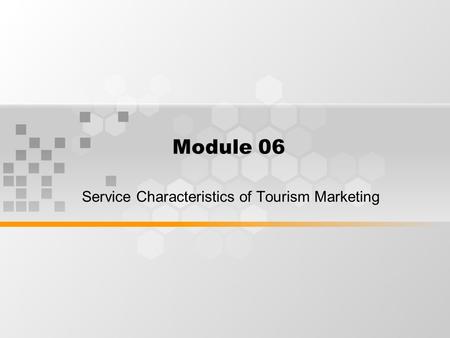 Service Characteristics of Tourism Marketing