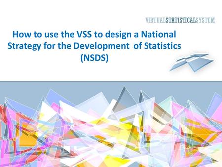 How to use the VSS to design a National Strategy for the Development of Statistics (NSDS) 1.