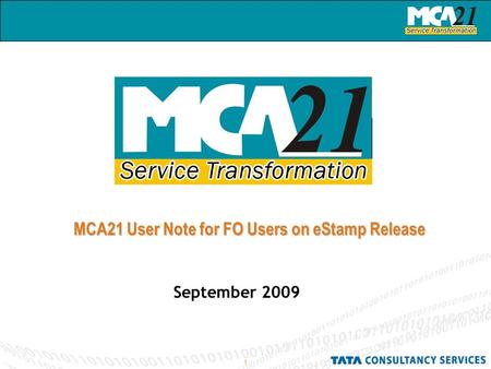1 MCA21 User Note for FO Users on eStamp Release September 2009.