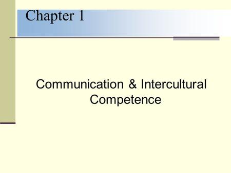Communication & Intercultural Competence