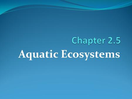 Aquatic Ecosystems. Aquatic = water Ecosystem = environment Water – based Ecosystems Freshwater ecosystem Marine (or saltwater) ecosystem.