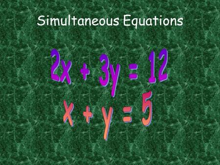 Simultaneous Equations. Aims for this topic: You will know what simultaneous equations are You will be able to solve simultaneous equations using graphs.