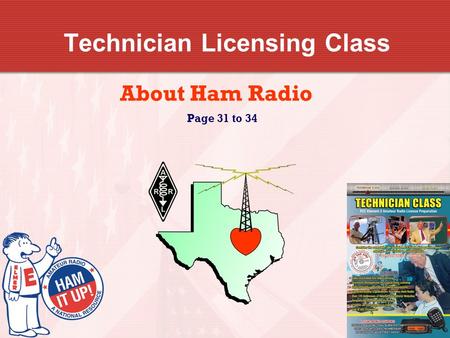 Technician Licensing Class About Ham Radio Page 31 to 34.