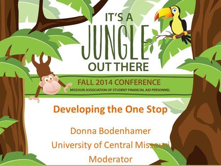 Developing the One Stop Donna Bodenhamer University of Central Missouri Moderator.