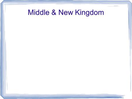 Middle & New Kingdom. Main Idea Middle kingdom was period of stable government between periods of disorder The New Kingdom, Egyptian trade & military.