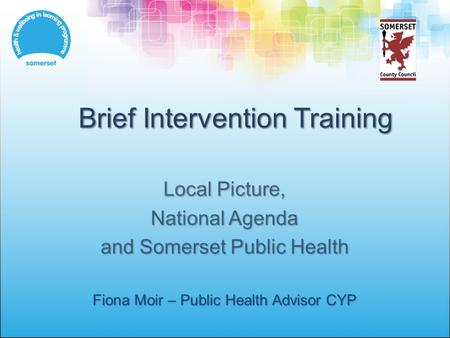 Brief Intervention Training Local Picture, National Agenda and Somerset Public Health Fiona Moir – Public Health Advisor CYP.