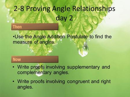 2-8 Proving Angle Relationships day 2
