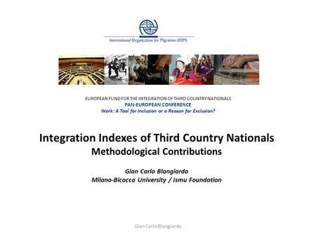 Integration Indexes of Third Country Nationals Methodological Contributions Gian Carlo Blangiardo Milano-Bicocca University / Ismu Foundation EUROPEAN.