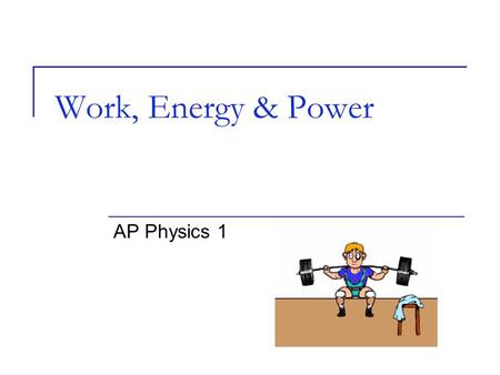 Work, Energy & Power AP Physics 1. There are many different TYPES of Energy. Energy is expressed in JOULES (J) Energy can be expressed more specifically.