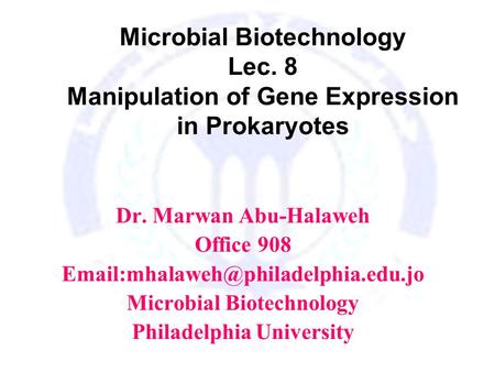 Microbial Biotechnology Philadelphia University