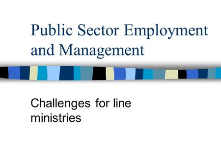 Public Sector Employment and Management Challenges for line ministries.