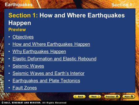 Section 1: How and Where Earthquakes Happen