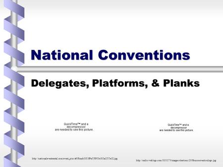 National Conventions Delegates, Platforms, & Planks
