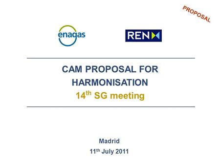PROPOSAL CAM PROPOSAL FOR HARMONISATION 14 th SG meeting Madrid 11 th July 2011.