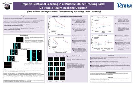 Implicit Relational Learning in a Multiple-Object Tracking Task: Do People Really Track the Objects? Tiffany Williams and Olga Lazareva (Department of.