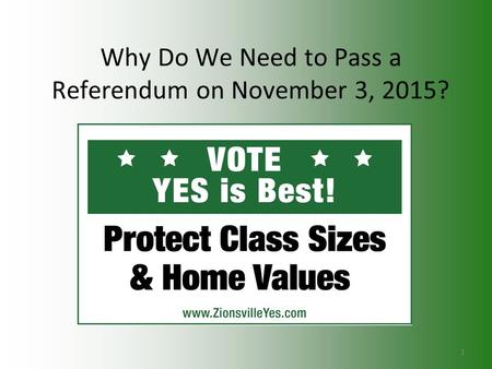 Why Do We Need to Pass a Referendum on November 3, 2015? 1.