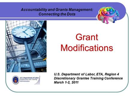 Accountability and Grants Management: Connecting the Dots U.S. Department of Labor, ETA, Region 4 Discretionary Grantee Training Conference March 1-2,