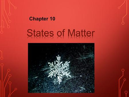 Chapter 10. The kinetic-molecular theory is based on the idea that particles of matter are always in motion. used to explain the properties of solids,