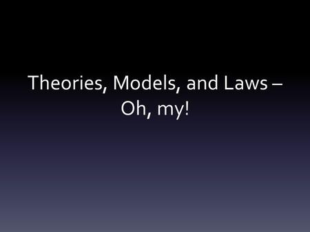 Theories, Models, and Laws – Oh, my!. What is a scientific theory? a well-supported explanation about the natural world.