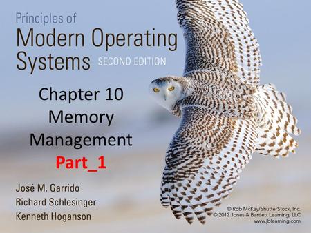 Chapter 10 Memory Management Part_1. 2 Overview Basic Concepts The major tasks of the memory manger are the allocation and deallocation of main memory.