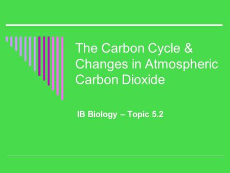 The Carbon Cycle & Changes in Atmospheric Carbon Dioxide IB Biology – Topic 5.2.