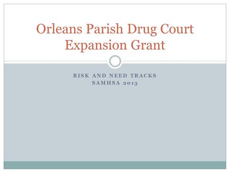 RISK AND NEED TRACKS SAMHSA 2013 Orleans Parish Drug Court Expansion Grant.