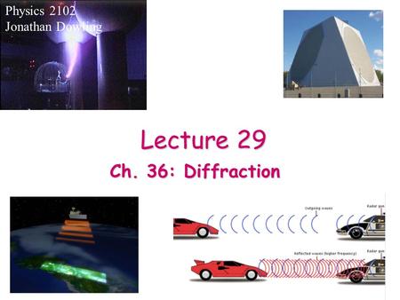 Lecture 29 Physics 2102 Jonathan Dowling Ch. 36: Diffraction.