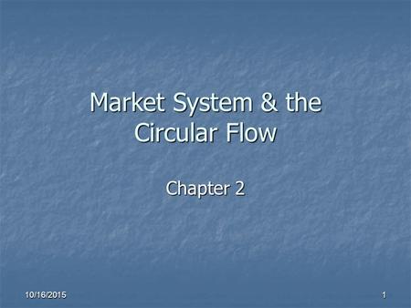 10/16/2015 1 Market System & the Circular Flow Chapter 2.