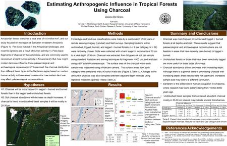 Estimating Anthropogenic Influence in Tropical Forests Using Charcoal Introduction Jessica Del Greco Advisors: Crystal H. McMichael, Earth System Research.