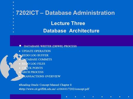 7202ICT – Database Administration