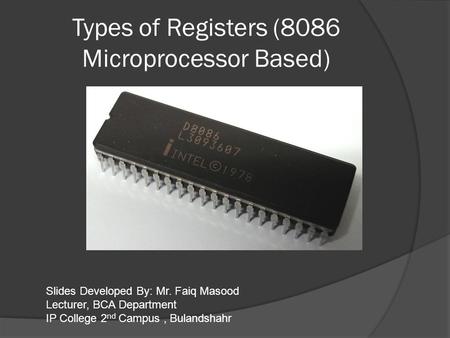 Types of Registers (8086 Microprocessor Based)
