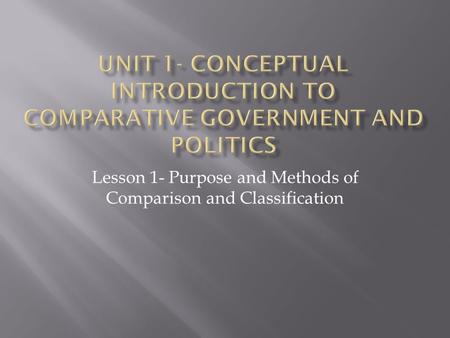 Unit 1- Conceptual Introduction to Comparative Government and Politics