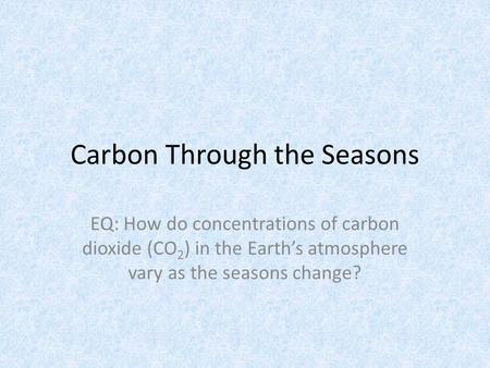 Carbon Through the Seasons