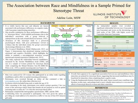 The Association between Race and Mindfulness in a Sample Primed for Stereotype Threat Adeline Leόn, MSW An independent samples t-test revealed a significant.