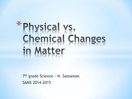 7 th grade Science – N. Sassaman SAMS 2014-2015. * Click on the links to watch the videos/animation. * Take the ‘QUIZ’ available at the end of each video.
