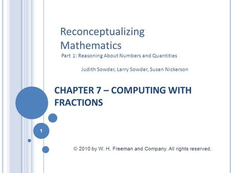 CHAPTER 7 – COMPUTING WITH FRACTIONS