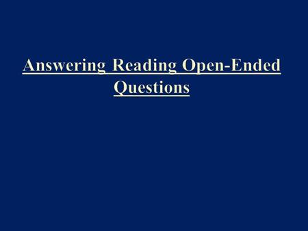Question Format HSPA Open-Ended Questions will always have 2 bullet points. Before the bullet points, there will be a brief explanation or statement which.