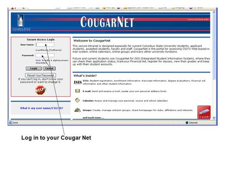 Log in to your Cougar Net. Once in your Cougarnet, click on the Staff Tab.