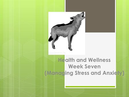 Health and Wellness Week Seven (Managing Stress and Anxiety)