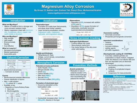 Introduction Atmospheric Corrosion Prevention Methods What are Mg alloys? Mixture of metals to form a stronger and more corrosion resistant metal Mainly.