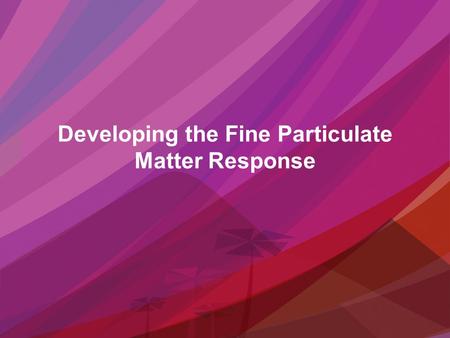 Developing the Fine Particulate Matter Response. Developing the Response – Air Physical System.