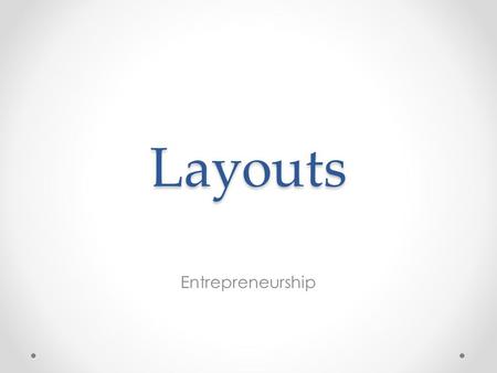 Layouts Entrepreneurship. Where do you find milk in your local grocery store? In the back left corner of the store! Why?