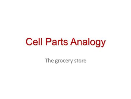 Cell Parts Analogy The grocery store.