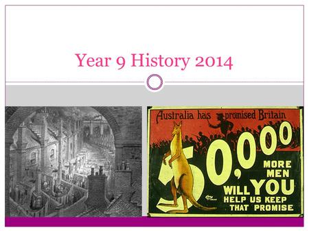 Year 9 History 2014. TERM 1/2 – THE INDUSTRIAL REVOLUTION TERM 2/3 – AUSTRALIA AND ASIA TERM 3/4 – WORLD WAR I Units for 2012.