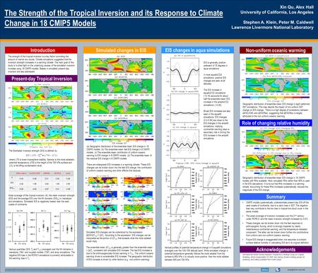 TEMPLATE DESIGN © 2008 www.PosterPresentations.com The Strength of the Tropical Inversion and its Response to Climate Change in 18 CMIP5 Models Introduction.