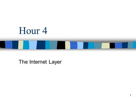 Hour 4 The Internet Layer 1. What You'll Learn in This Hour: IP addresses The IP header ARP ICMP 2.