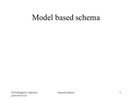 IVOA Registry videocon 2004/05/13-14 Gerard Lemson1 Model based schema.
