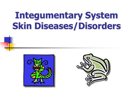 Integumentary System Skin Diseases/Disorders Integumentary System Skin Diseases/Disorders.