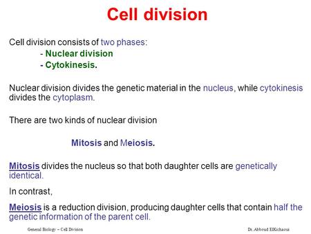 General Biology – Cell Division