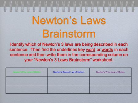 Newton’s Laws Brainstorm